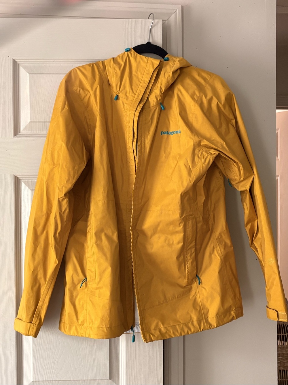 Patagonia Men’s Bright Yellow Hooded Rain Jacket